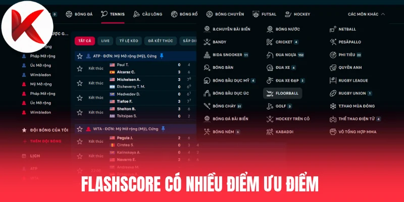 Flashscore có nhiều điểm ưu điểm 